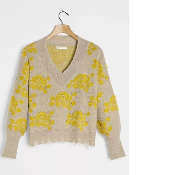 Anthropologie Lucila pullover floral Sweater NEW with tag XS - Picture 9 of 13